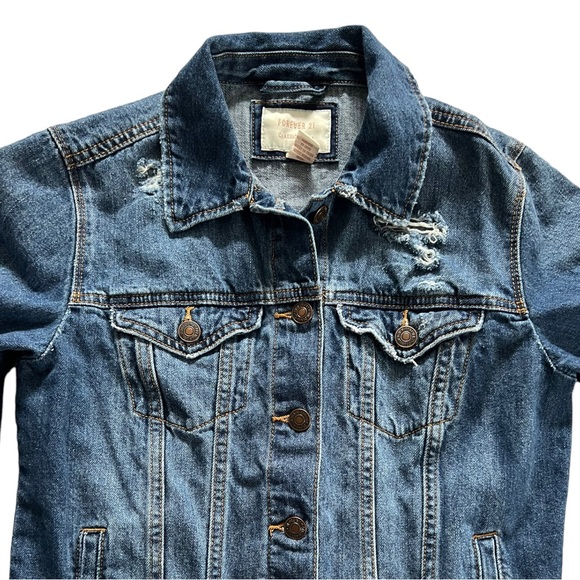 Forever 21 Classic Distressed Denim Women Jean Jacket Small. - Picture 7 of 12